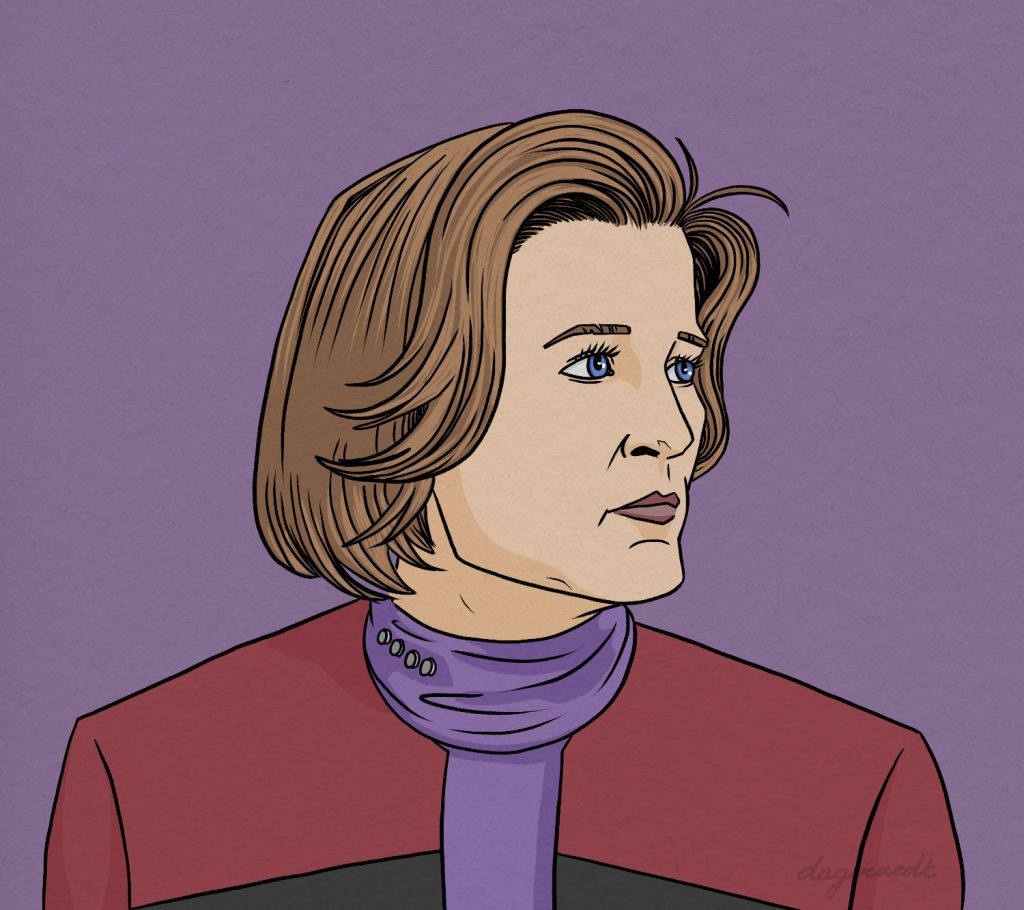 Colored pen drawing of Captain Janeway from Star Trek Voyager.